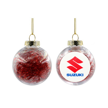 SUZUKI, Transparent Christmas tree ball ornament with red filling 8cm