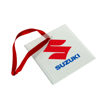 SUZUKI, Christmas ornament, glass square ornament 9x9cm