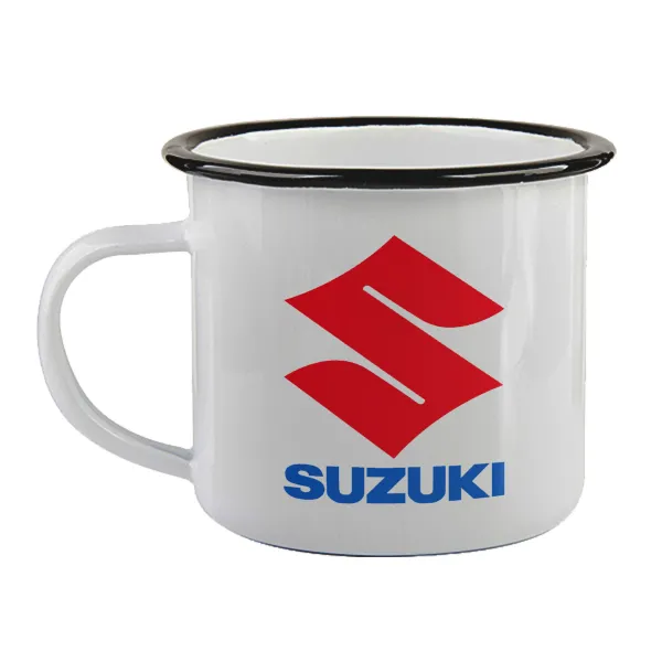 SUZUKI — Enamel mug with black rim, 360ml