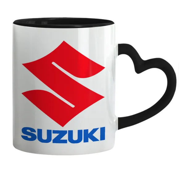 SUZUKI — Mug heart black handle, ceramic, 330ml