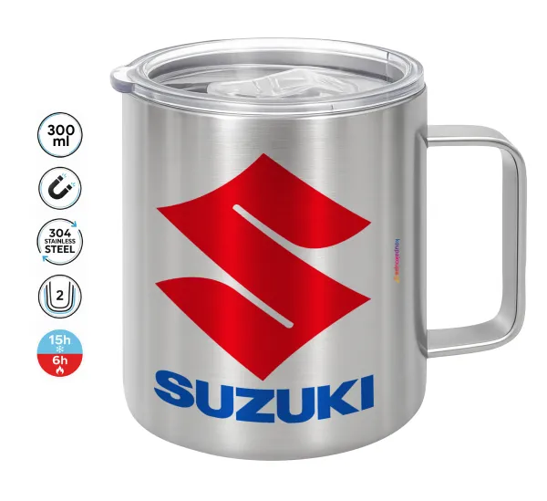 SUZUKI — Double-walled stainless steel mug 300ml with temperature-retaining lid