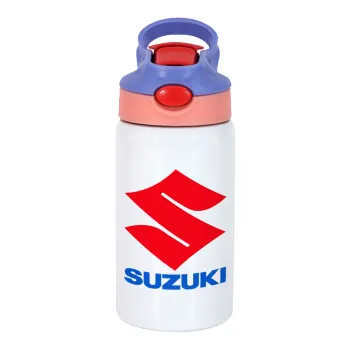 SUZUKI, Παιδικό παγούρι θερμό, ανοξείδωτο, με καλαμάκι ασφαλείας, ροζ/μωβ (350ml)