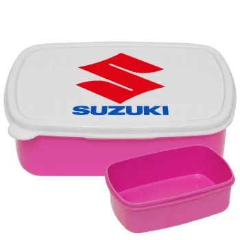 SUZUKI, ΡΟΖ παιδικό δοχείο φαγητού (lunchbox) πλαστικό (BPA-FREE) Lunch Βox M18 x Π13 x Υ6cm