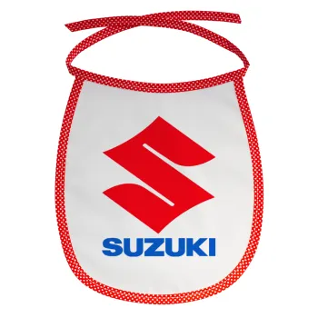 SUZUKI, Σαλιάρα μωρού αλέκιαστη με κορδόνι Κόκκινη