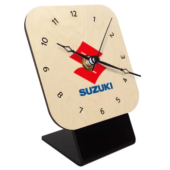 SUZUKI, Επιτραπέζιο ρολόι σε φυσικό ξύλο (10cm)