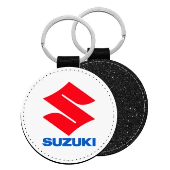 SUZUKI, Μπρελόκ Δερματίνη, στρογγυλό ΜΑΥΡΟ (5cm)