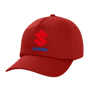 SUZUKI, Children's Baseball Cap, 100% Cotton Twill, Red (COTTON, CHILDREN'S, UNISEX, ONE SIZE)