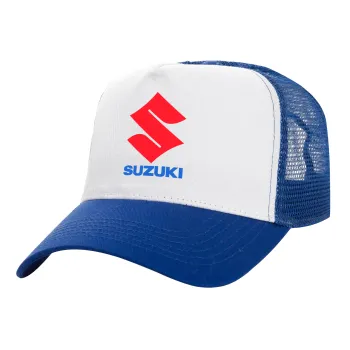 SUZUKI, Καπέλο Ενηλίκων Structured Trucker, με Δίχτυ, ΛΕΥΚΟ/ΜΠΛΕ (100% ΒΑΜΒΑΚΕΡΟ, ΕΝΗΛΙΚΩΝ, UNISEX, ONE SIZE)