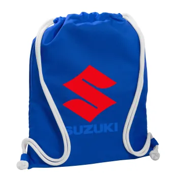 SUZUKI, Backpack pouch GYMBAG Blue, with pocket (40x48cm) & thick cords