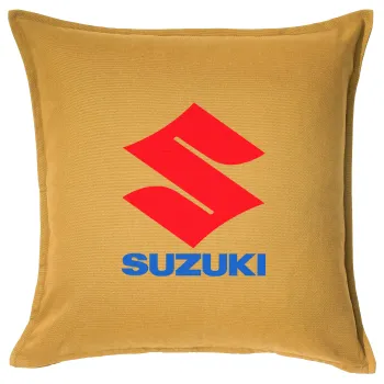 SUZUKI, Μαξιλάρι καναπέ Κίτρινο 100% βαμβάκι, περιέχεται το γέμισμα (50x50cm)