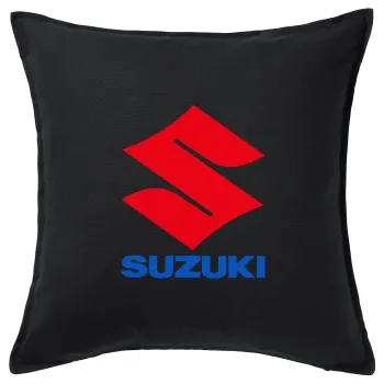 SUZUKI, Μαξιλάρι καναπέ Μαύρο 100% βαμβάκι, περιέχεται το γέμισμα (50x50cm)