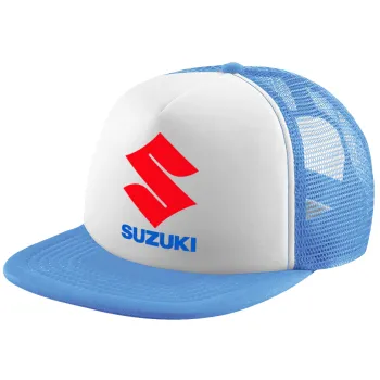 SUZUKI, Child's Soft Trucker Hat with Blue/White Mesh (POLYESTER, CHILD, ONE SIZE)