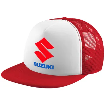 SUZUKI, Children's Soft Trucker Hat with Red/White Mesh (POLYESTER, CHILDREN'S, ONE SIZE)