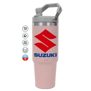 SUZUKI, Pink color, 890ml (30oz) stainless Steel Tumbler with Handle