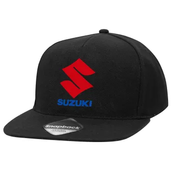 SUZUKI, Καπέλο Ενηλίκων Flat Snapback Μαύρο, (100% ΒΑΜΒΑΚΕΡΟ TWILL, ΕΝΗΛΙΚΩΝ, UNISEX, ONE SIZE)