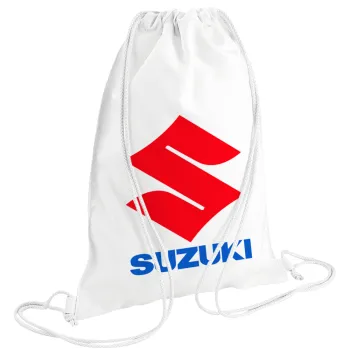 SUZUKI, Τσάντα πλάτης πουγκί GYMBAG λευκή (28x40cm)