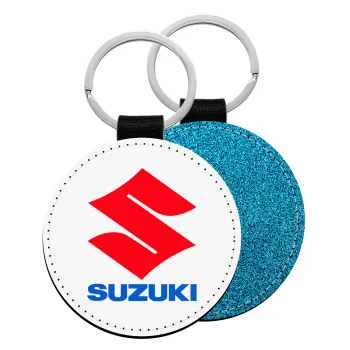 SUZUKI, Μπρελόκ Δερματίνη, στρογγυλό ΜΠΛΕ (5cm)