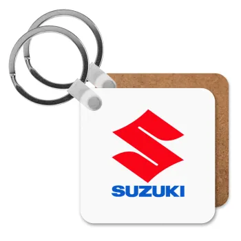 SUZUKI, Μπρελόκ Ξύλινο τετράγωνο MDF