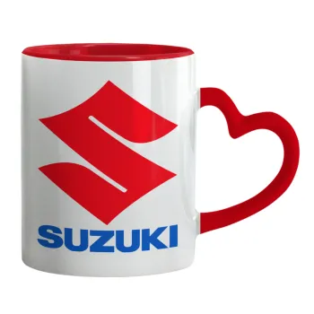 SUZUKI, Κούπα καρδιά χερούλι κόκκινη, κεραμική, 330ml