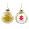 Transparent Christmas tree ball ornament with gold filling 8cm