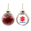 Transparent Christmas tree ball ornament with red filling 8cm