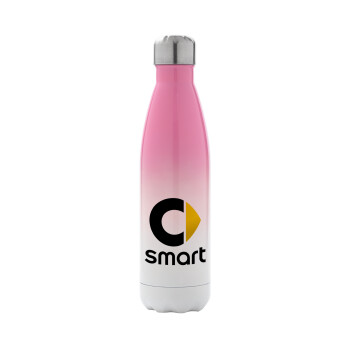 smart, Μεταλλικό παγούρι θερμός Ροζ/Λευκό (Stainless steel), διπλού τοιχώματος, 500ml