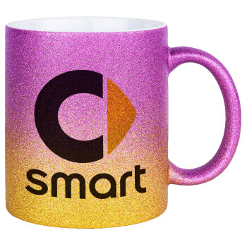 smart, Κούπα Χρυσή/Ροζ Glitter, κεραμική, 330ml