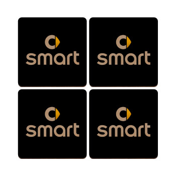 smart, ΣΕΤ x4 Σουβέρ ξύλινα τετράγωνα plywood (9cm)