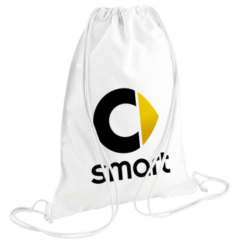 smart, Τσάντα πλάτης πουγκί GYMBAG λευκή (28x40cm)
