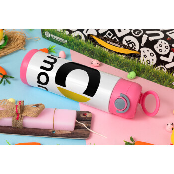 smart, Easter candle, Childrens hot water bottle, stainless steel, with safety straw, PINK (500ml)