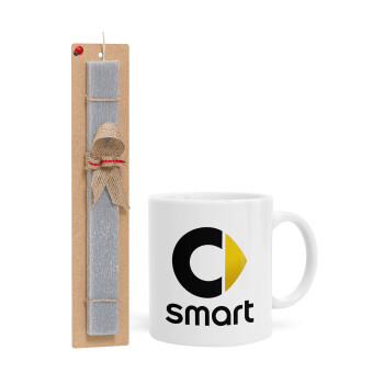 smart, Easter Set, Ceramic Cup (330ml) & Easter aromatic flat candle (30cm) (GRAY)