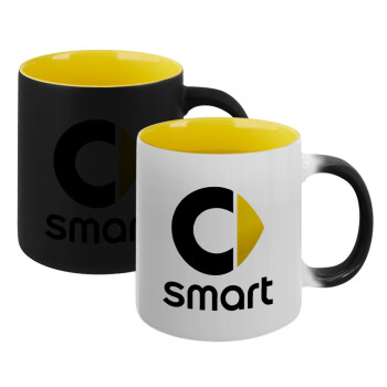 smart, Κούπα Μαγική εσωτερικό κίτρινη, κεραμική 330ml που αλλάζει χρώμα με το ζεστό ρόφημα (1 τεμάχιο)