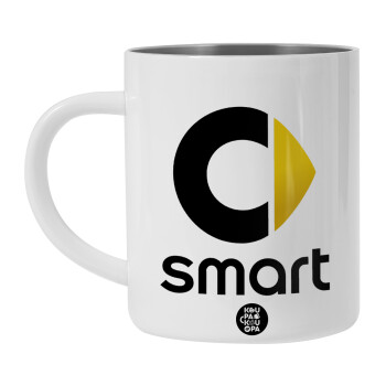 smart, Λευκή Ανοξείδωτη Μεταλλική Κούπα 450ml - Διπλού Τοιχώματος 