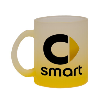 smart, Κούπα γυάλινη δίχρωμη με βάση το κίτρινο ματ, 330ml