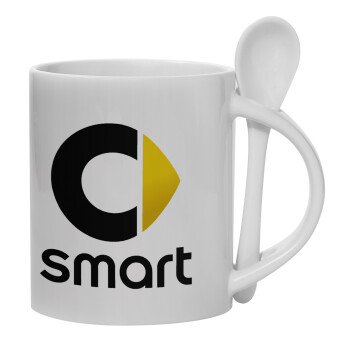 smart, Ceramic coffee mug with Spoon, 330ml (1pcs)