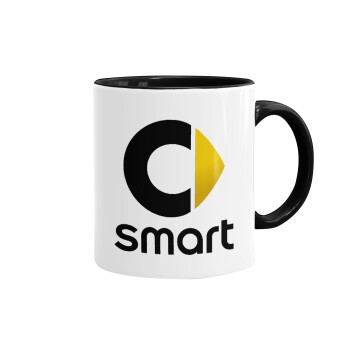 smart, Κούπα χρωματιστή μαύρη, κεραμική, 330ml