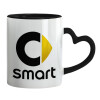 Mug heart black handle, ceramic, 330ml