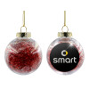 Transparent Christmas tree ball ornament with red filling 8cm