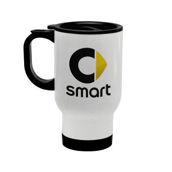 smart, Stainless steel travel mug with lid, double wall white 450ml