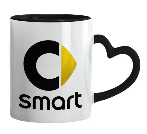 smart — Mug heart black handle, ceramic, 330ml