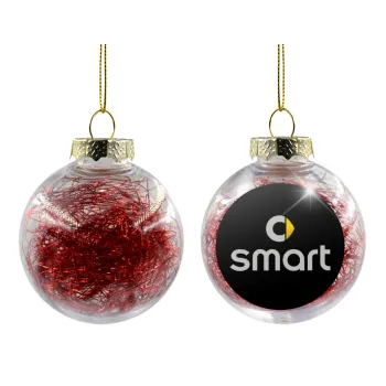 smart, Transparent Christmas tree ball ornament with red filling 8cm