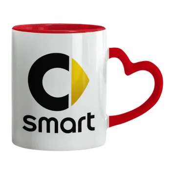 smart, Mug heart red handle, ceramic, 330ml