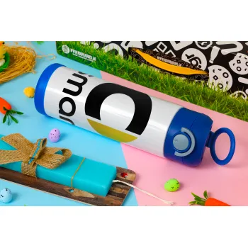 smart, Πασχαλινή Λαμπάδα με Παιδικό παγούρι θερμό, ανοξείδωτο, με καλαμάκι ασφαλείας, ΜΠΛΕ (500ml)