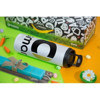 smart, Easter candle,Travel Tumbler 2 Lids, with metal straw & cleaning brush & aromatic flat candle (30cm) (BLUE)