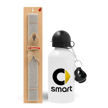 smart, Easter Set, metallic aluminum water bottle (500ml) & aromatic flat Easter candle (30cm) (GRAY)