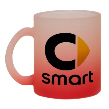 smart, Κούπα γυάλινη δίχρωμη με βάση το κόκκινο ματ, 330ml