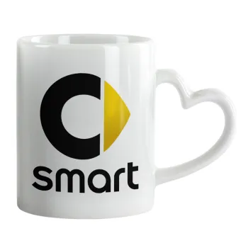 smart, Κούπα καρδιά χερούλι λευκή, κεραμική, 330ml