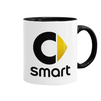 smart, Κούπα χρωματιστή μαύρη, κεραμική, 330ml