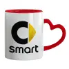 Mug heart red handle, ceramic, 330ml