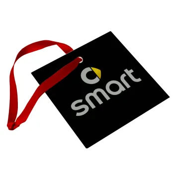 smart, Στολίδι Χριστουγεννιάτικο στολίδι γυάλινο τετράγωνο 9x9cm